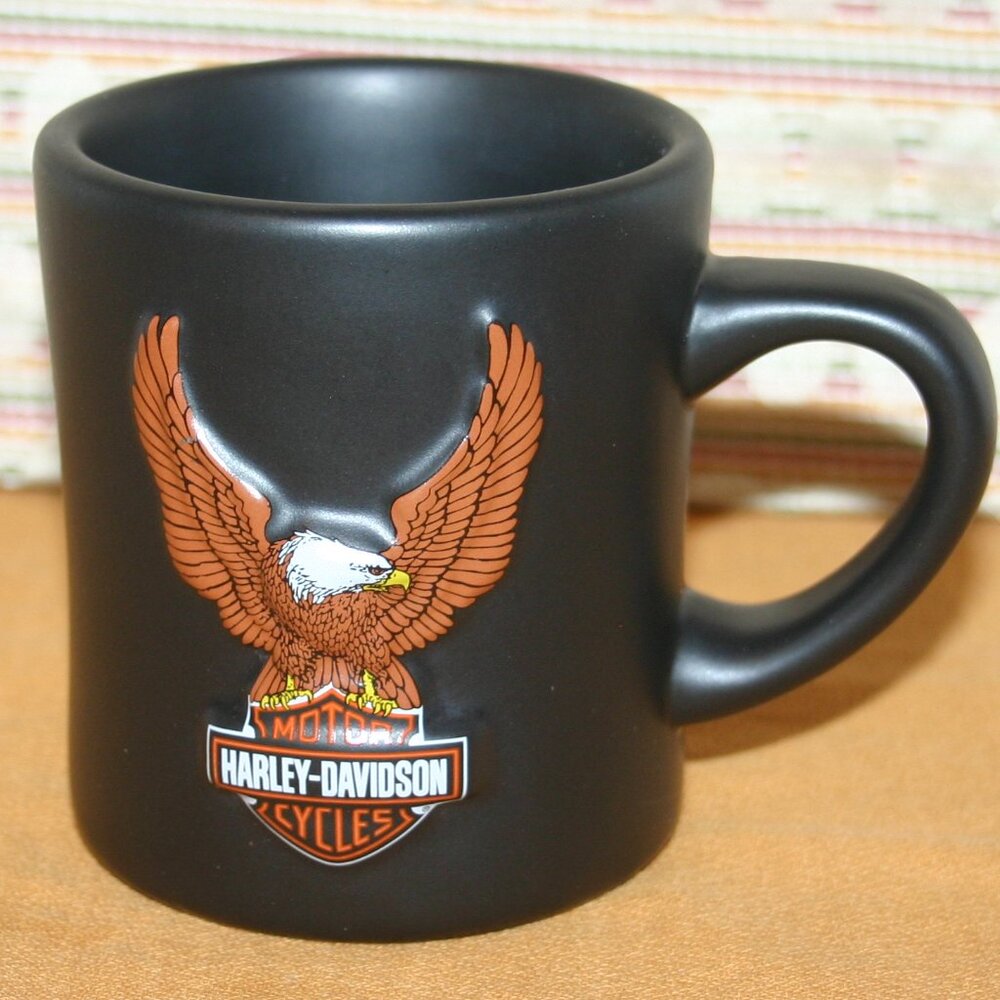 Harley-Davidson Black Matte Logo Pottery Coffee Mug R-746